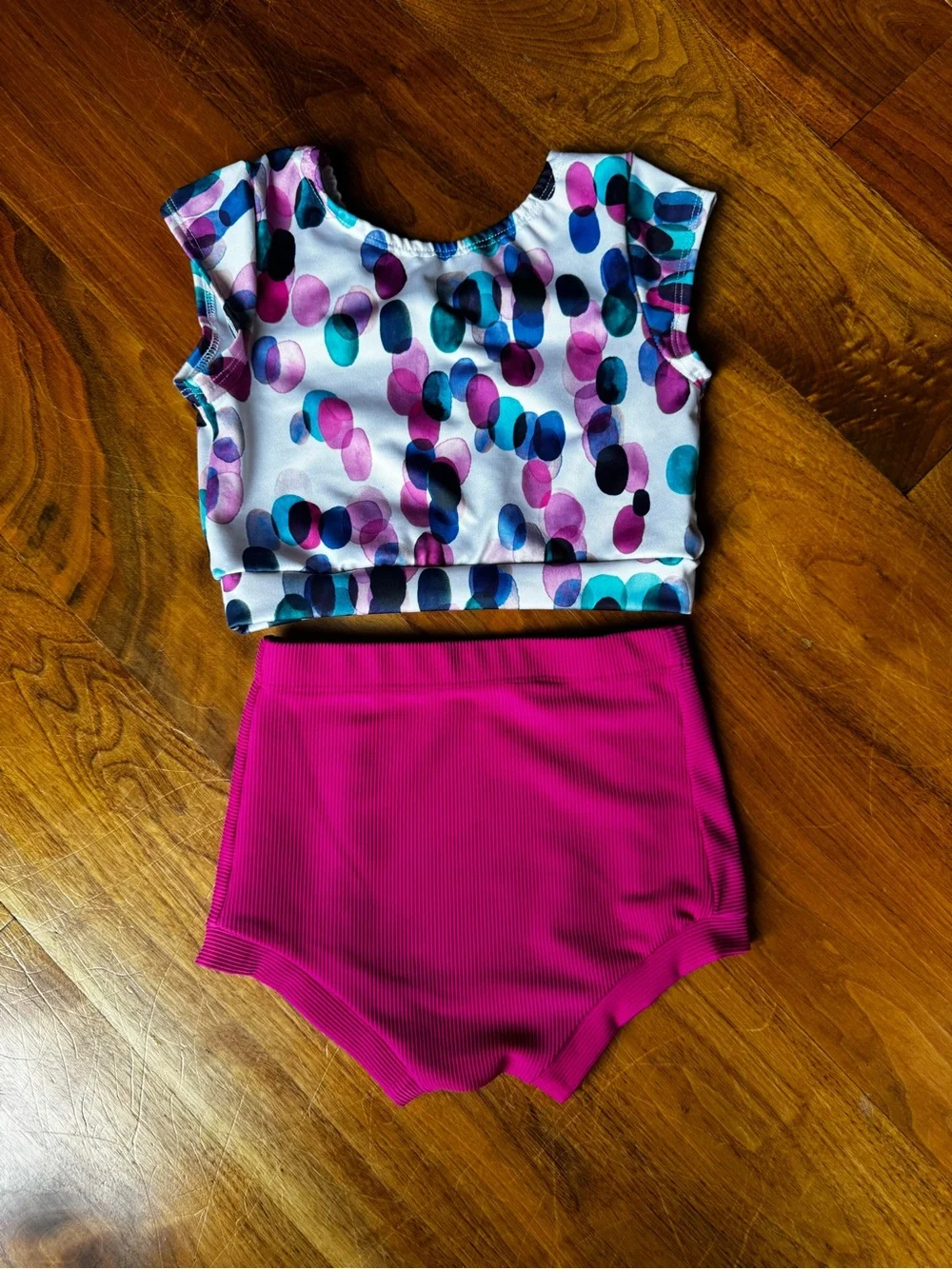 Girls’ coordinating Whitney Deal Danceware Set. Top size 7/8. Bottoms size 5/6